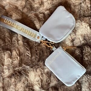 lululemon Blue Double Pouch with Gold Hardware and Branded Strap